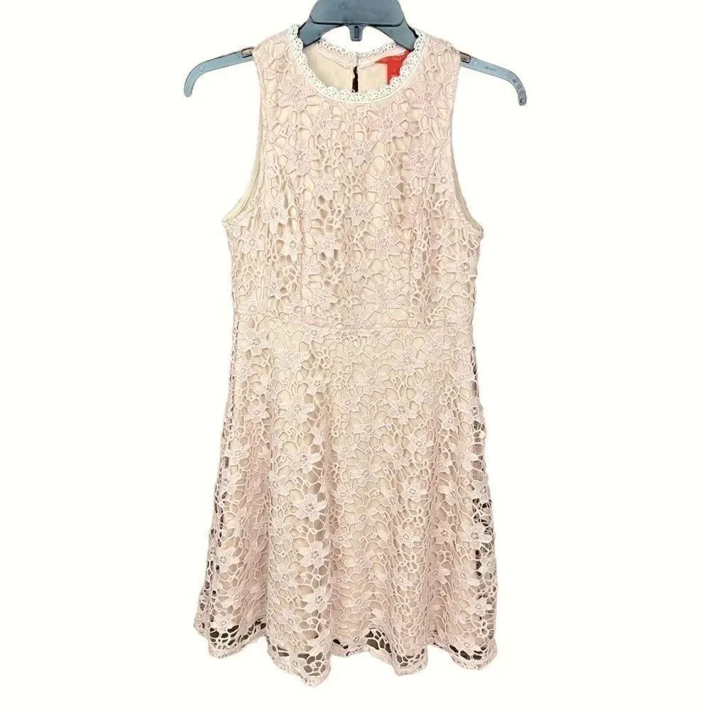 Chelsea & Violet Dress Pastel Pink Lace Overlay Sleeveless Small Junior
